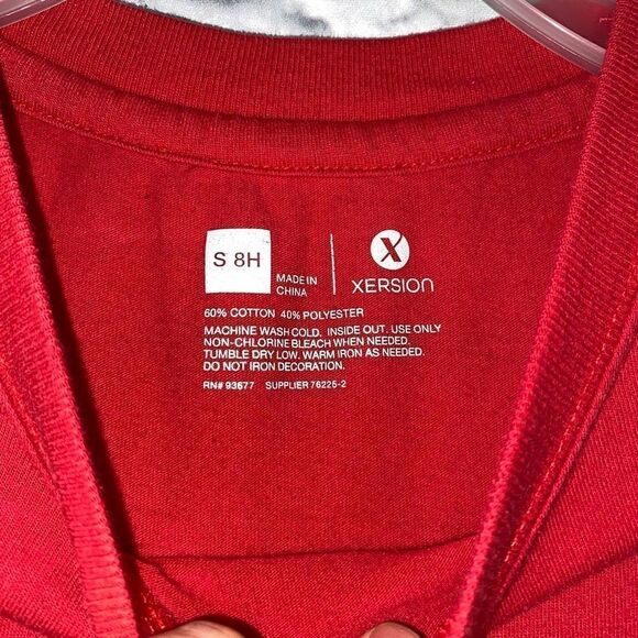 Xersion youth boys S Crewneck short sleeve graphic print football shirt red - Picture 2 of 4